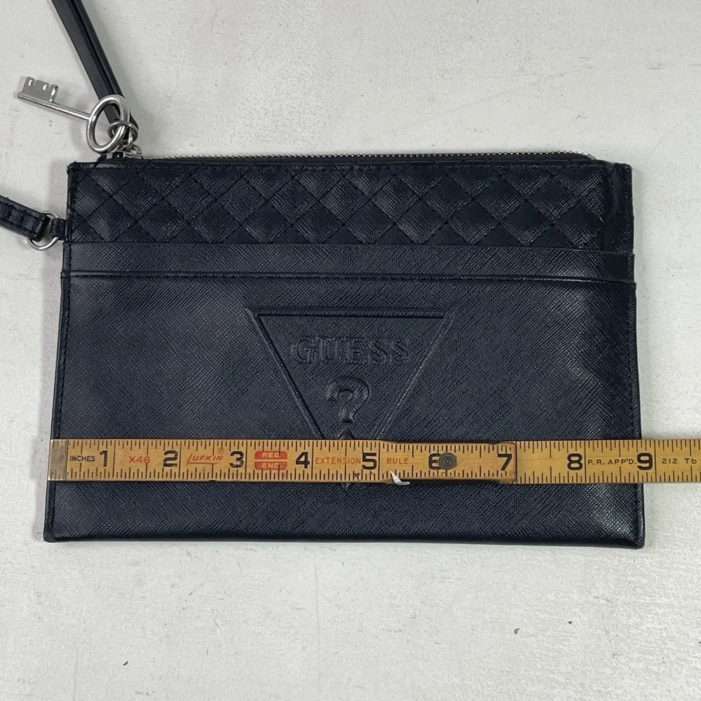 Guess Zipper Pouch Y2K Clutch Cosmetic Bag Black